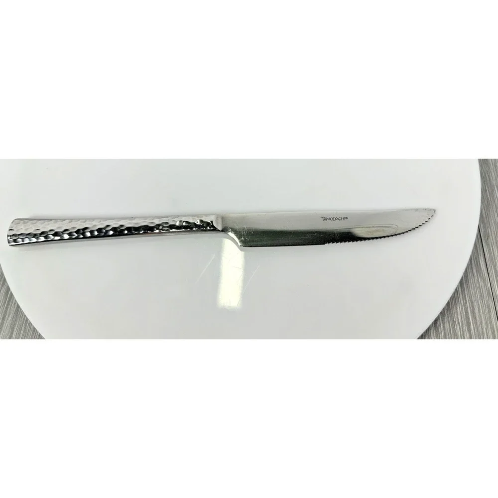 Tomodachi HAMMERED Hampton Forge Gloss Stainless Flatware Steam Knife Serrated